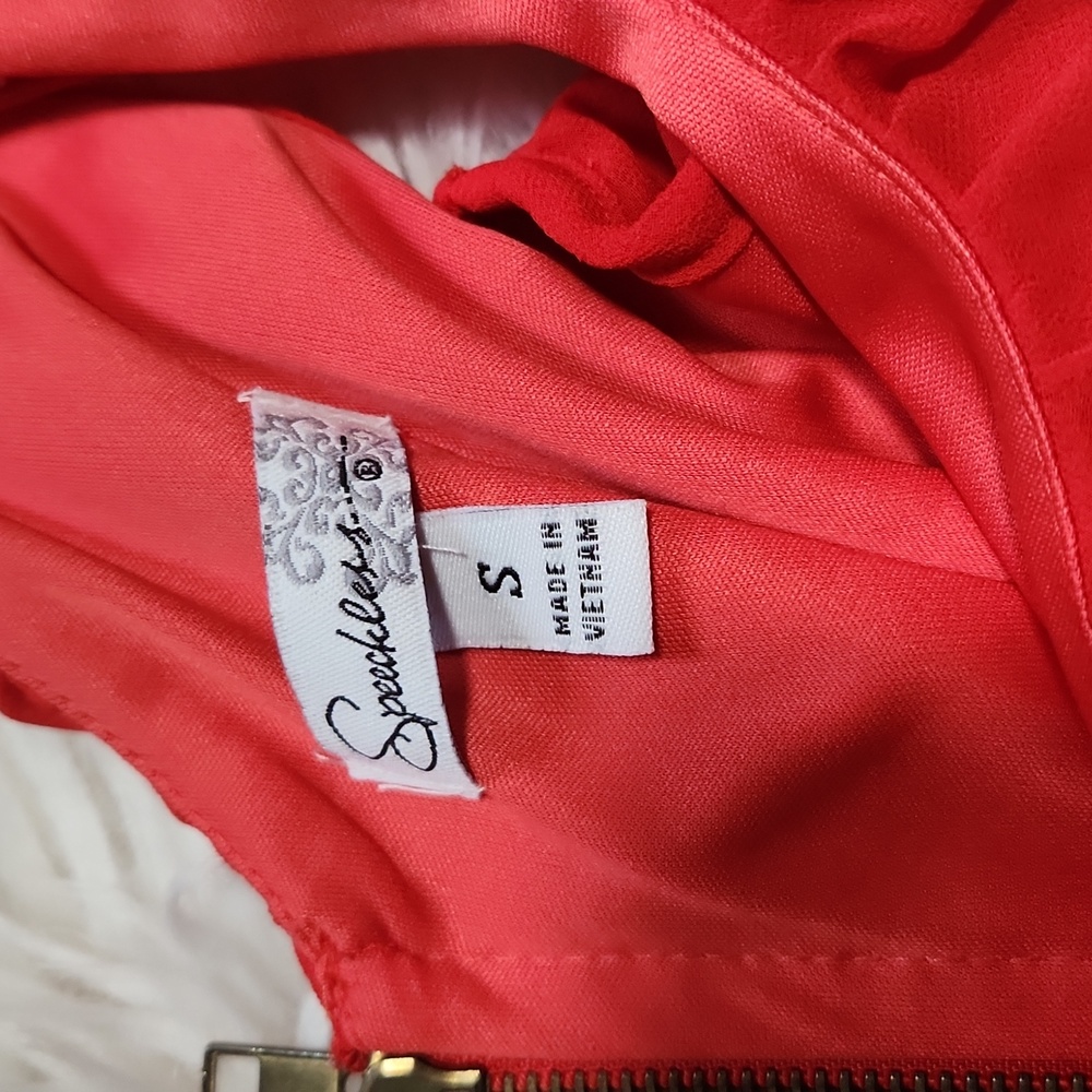 Red Ruffle Dress With Side Cutouts- Small - Picture 5 of 9